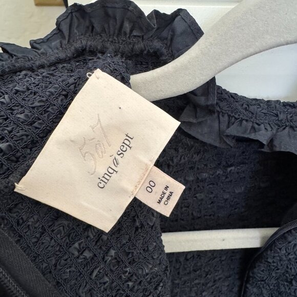 Cinq à Sept Navy Smocked Ruffle Mini Dress - Size 00 - Picture 3 of 4